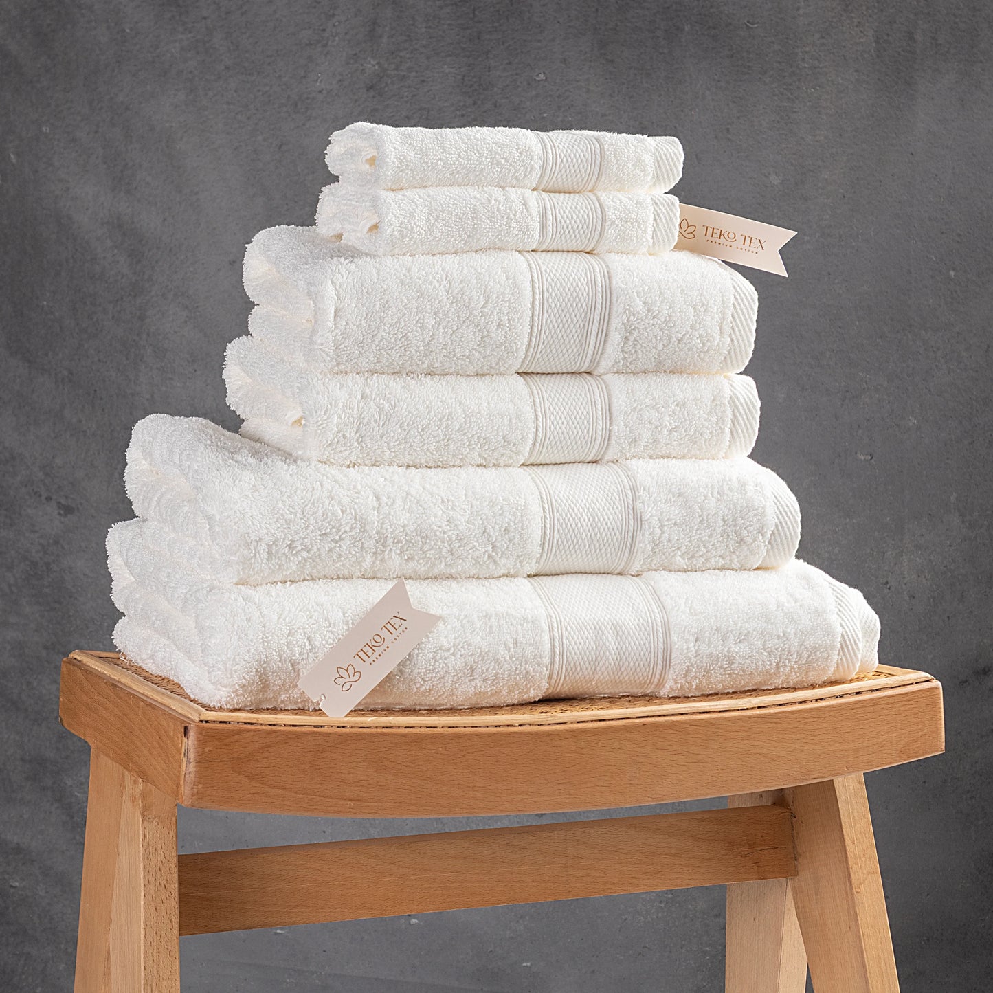 Set Of 6 Plain Towels 600 GSM